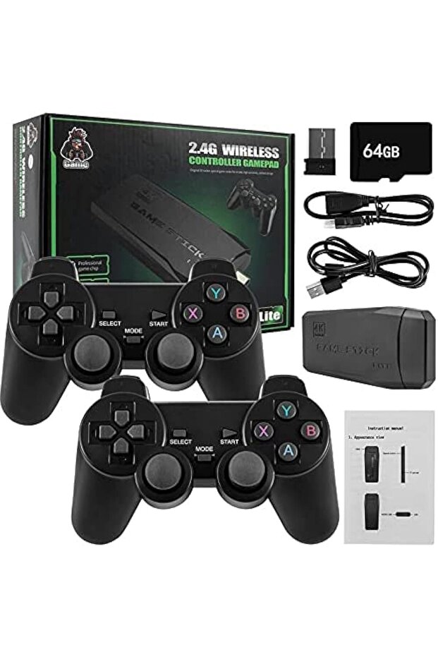 Wireless Retro Game Console Plug & Play TV Game Stick with 10000+ Games, 4K HDMI, Dual 2.4G