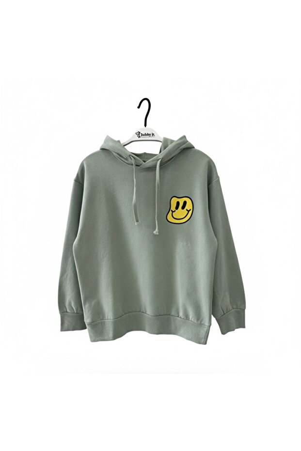 Girl's Sweatshirt with Back Embossing Printed Mint Green
