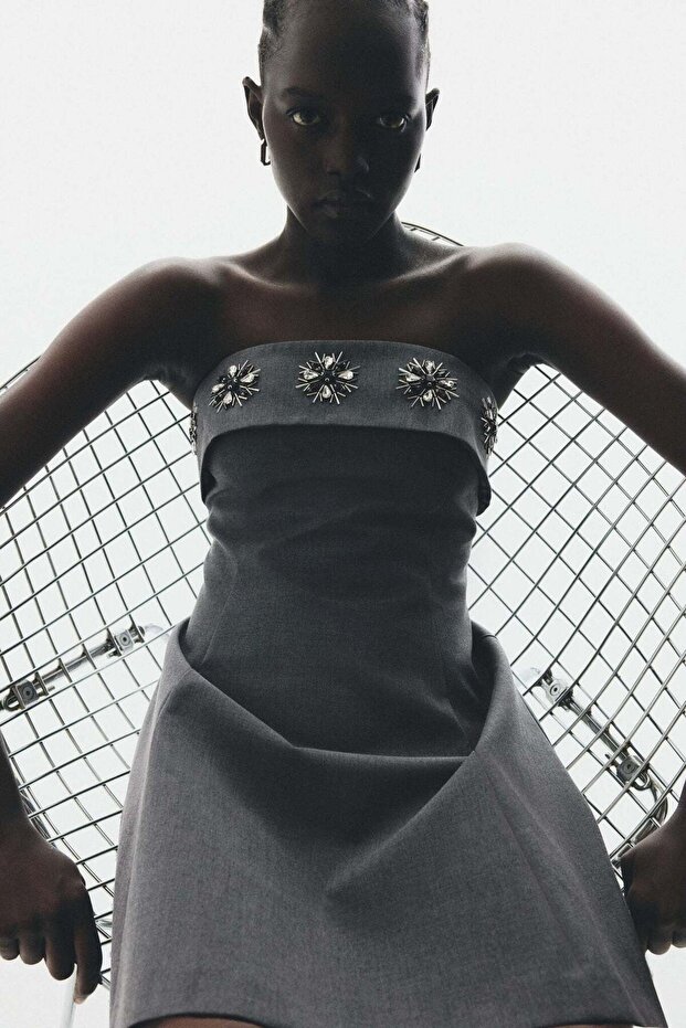 Rhinestone-embellished bandeau dress