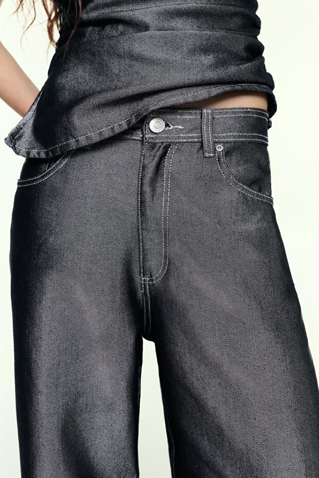 Gümüş kaplama baggy jean - 6