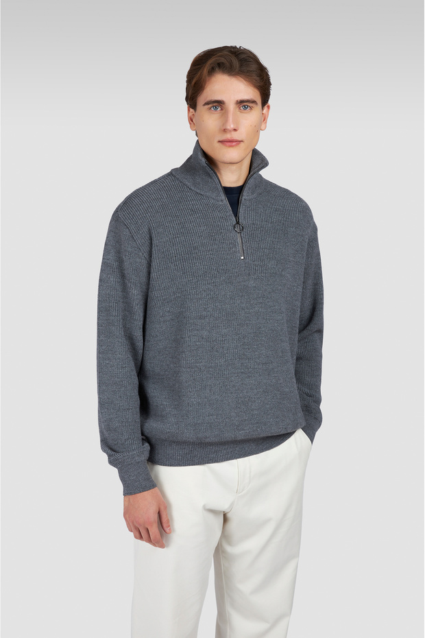 Men's Knitted Wool Zipped Sweater