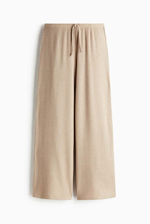 Wide rib-knit trousers