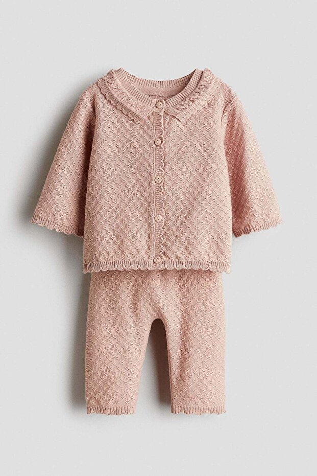 2-piece pointelle-knit cotton set