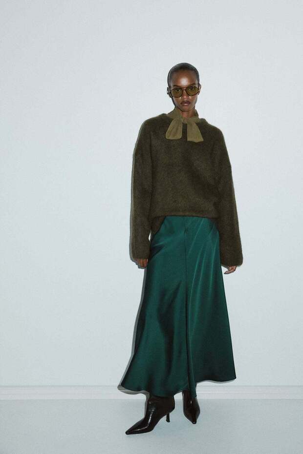 Satin maxi skirt