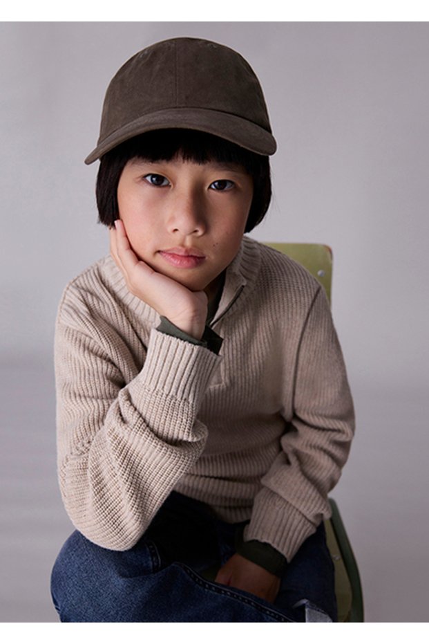 Boy's Zippered Sweater Cream 7304