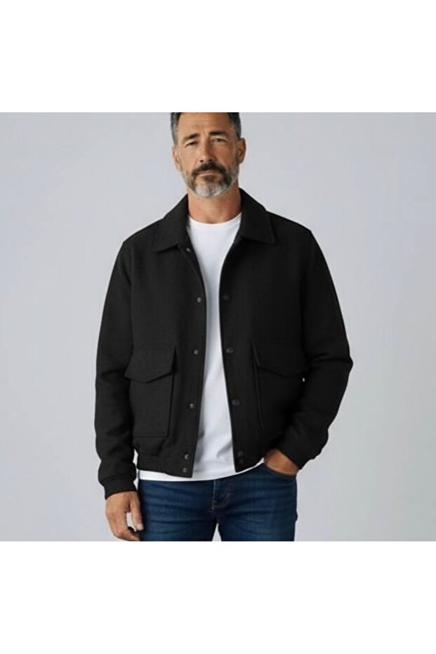 New Season Trend: Men's Wool-Look Textured Shirt Collar Jacket/Shacket
