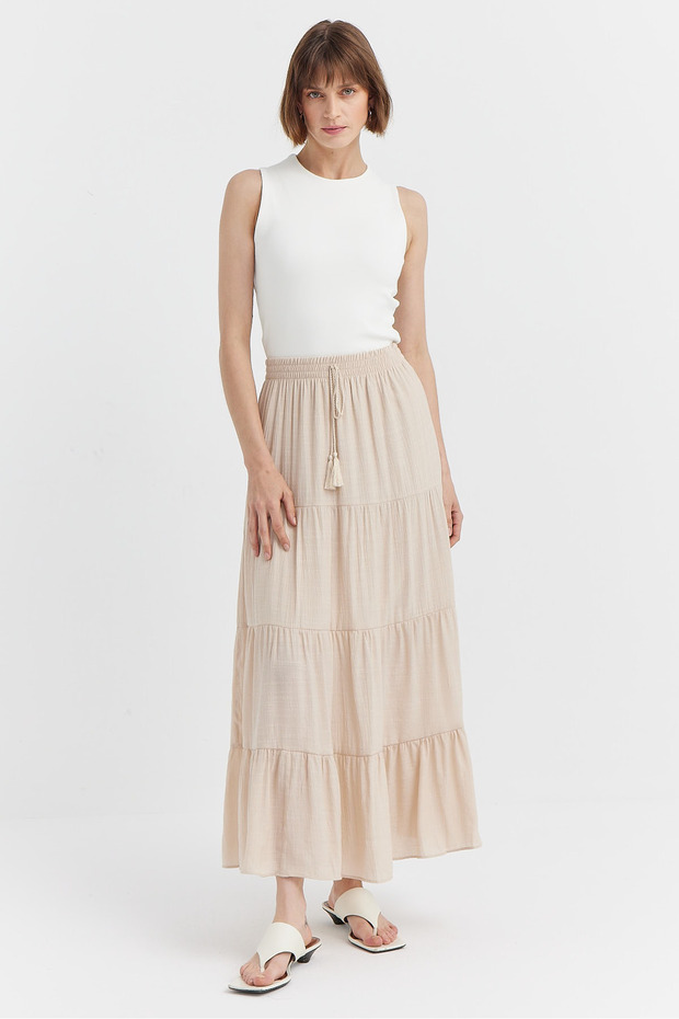 Women's Elastic Waist Long Skirt