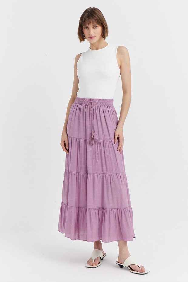 Women's Elastic Waist Long Skirt