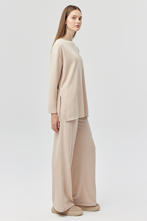 Kadın Beli Lastikli Örme Pantolon - 3