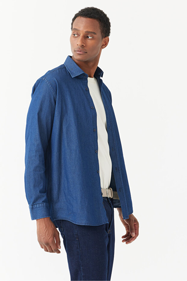 Erkek Regular Kot Gömlek - 4