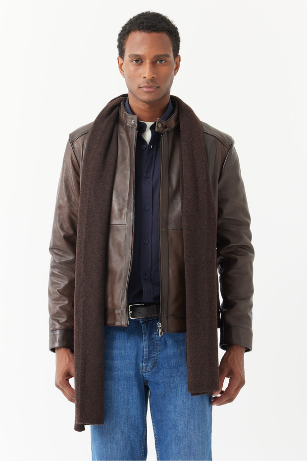 Men's Regular Leather Coat - 1