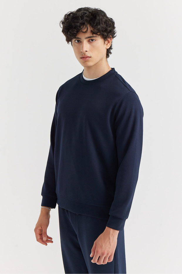 Erkek Bisiklet Yaka Basic Sweat Üst - 2