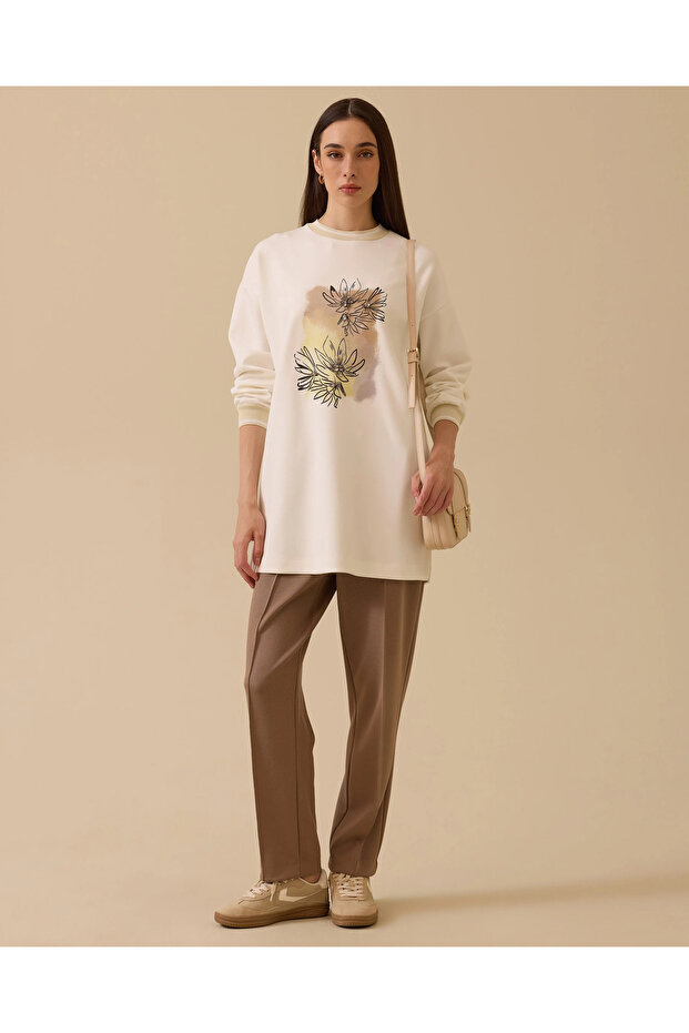 Baskılı Taş Detaylı Sweatshirt - 3