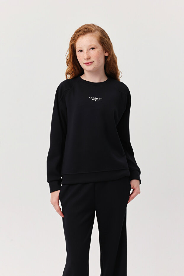 Girl's Sweat Top with Lettering Detail