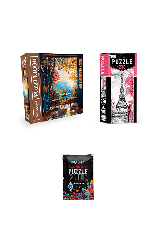 1000 Piece Puzzle Peaceful Landscape and 230 Piece Paris and Puzzle Adhesive