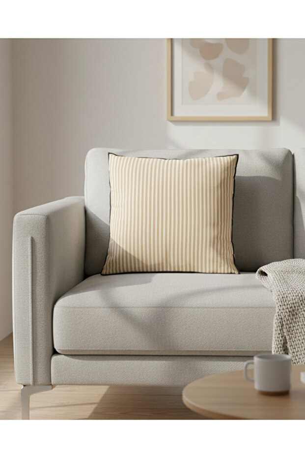 Beige Striped Cushion