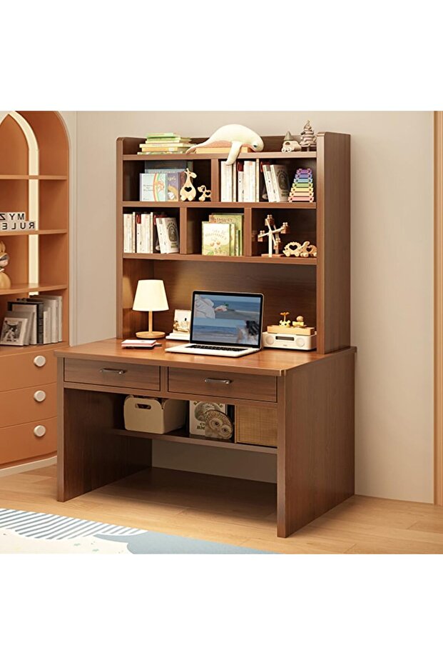 Modern Multifunctional Computer Table Home Office Writing Workstation with Storage Shelves 80 CM