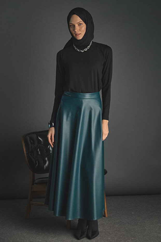 Suni Deri Kloş Etek - 3