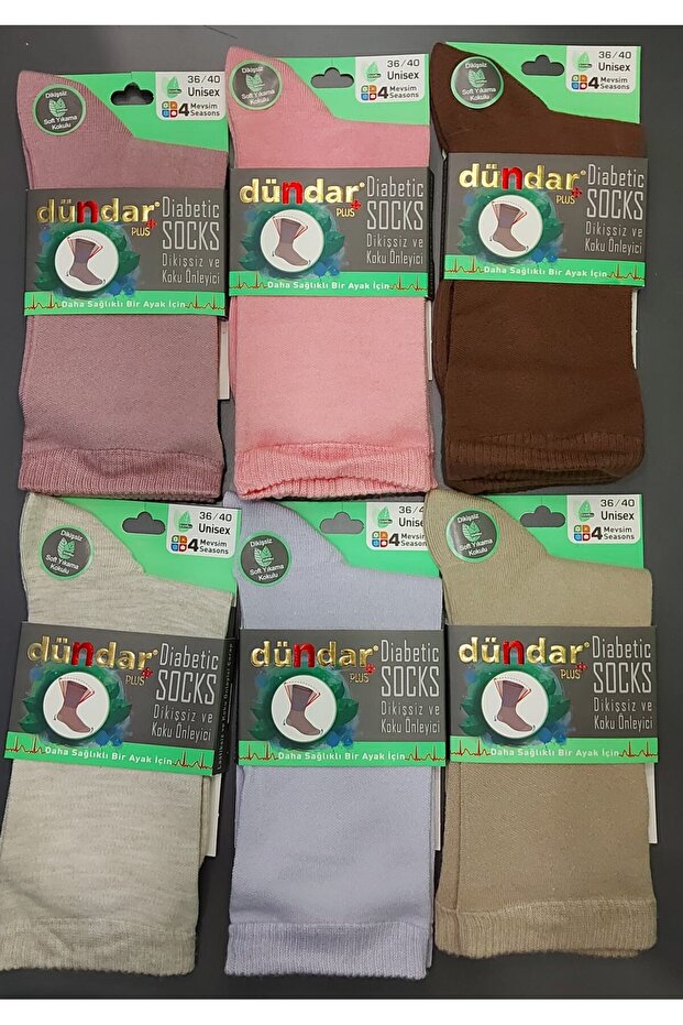 Plus 6999 Unisex Bamboo Diabetic Seamless 4 Season Socks 6 Pieces