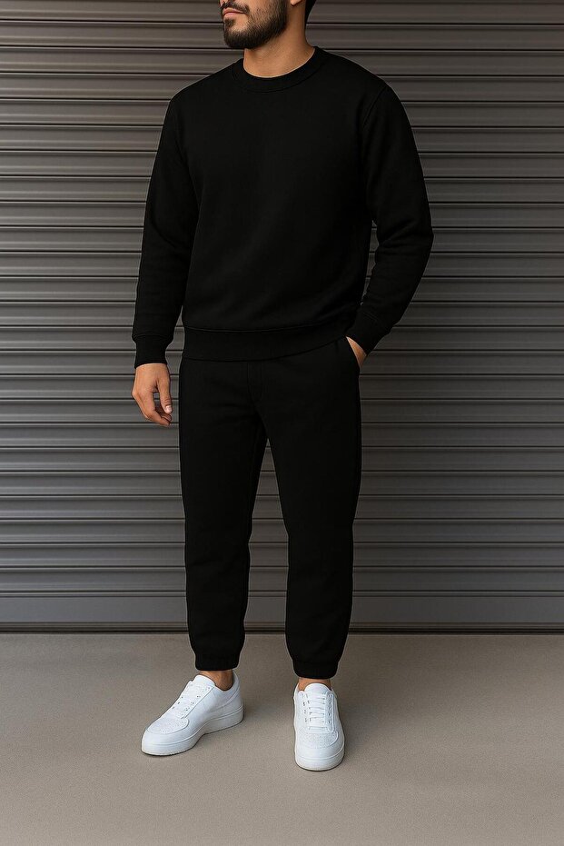 Men's Cycling Collar Bottom Top Tracksuit Set