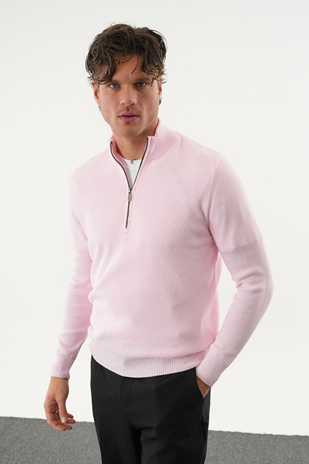 سترة تريكو أساسية للرجال بقصة عادية ونصف سحاب - 1