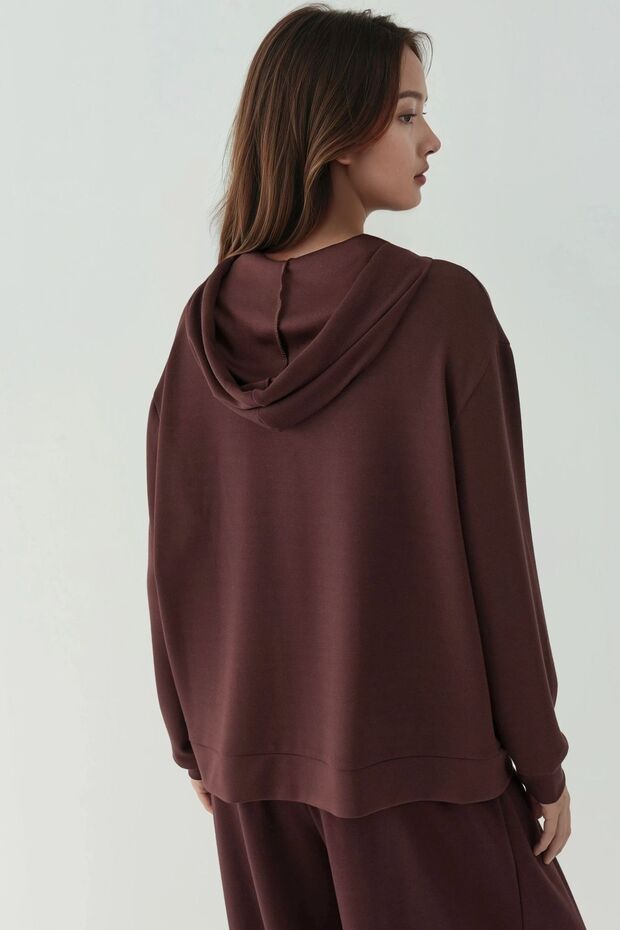 Modal Touch Fermuarlı Kapşonlu Sweatshirt - 2