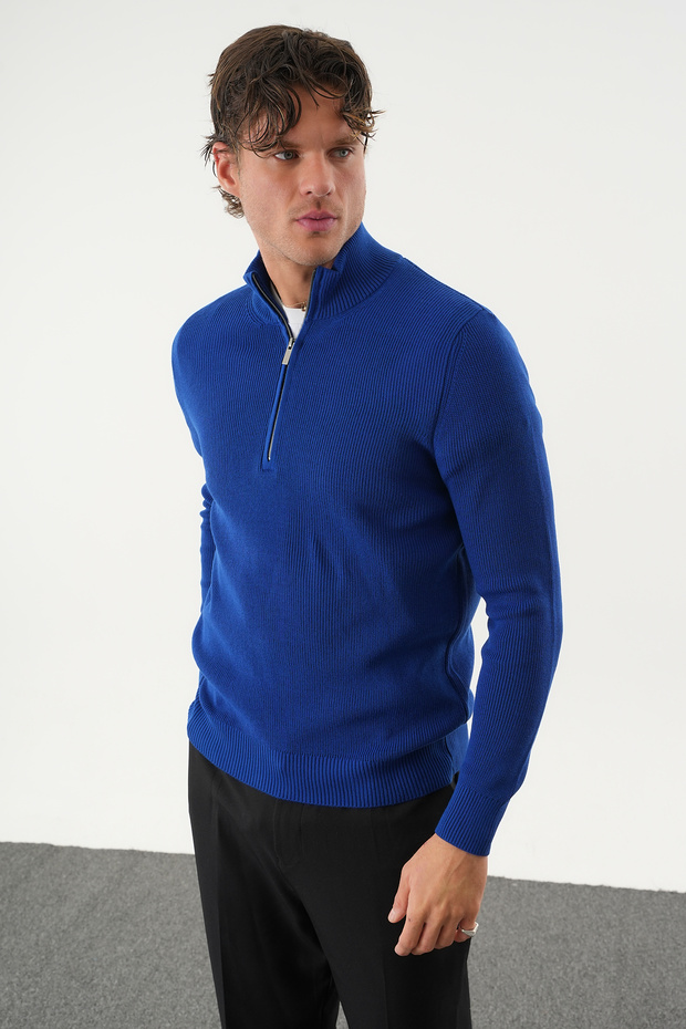 سترة تريكو أساسية للرجال بقصة عادية ونصف سحاب - 6