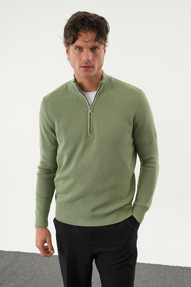 Men's Regular Fit Half Zip Basic Knit Sweater - 3