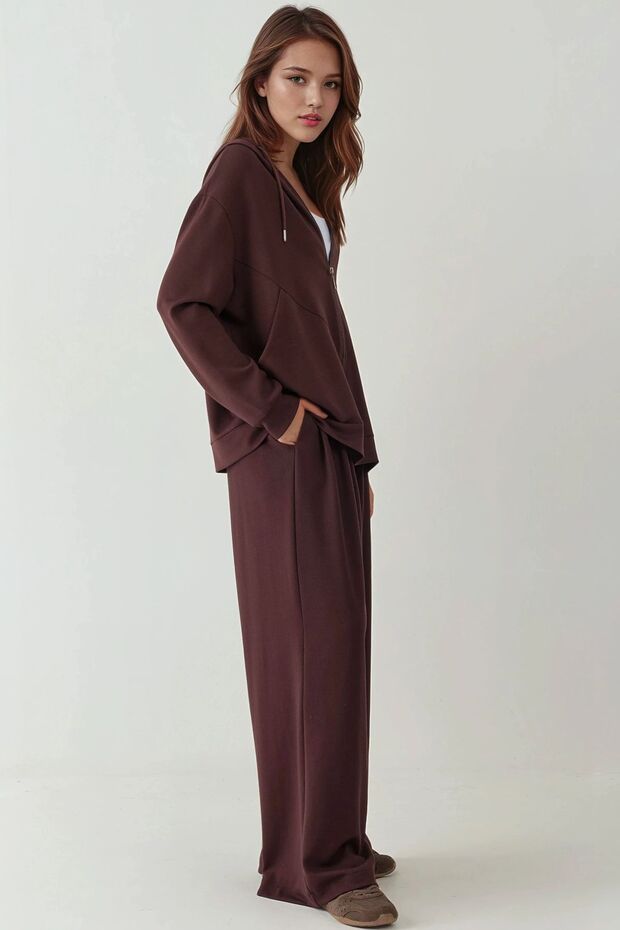 Modal Touch Fermuarlı Kapşonlu Sweatshirt - 3