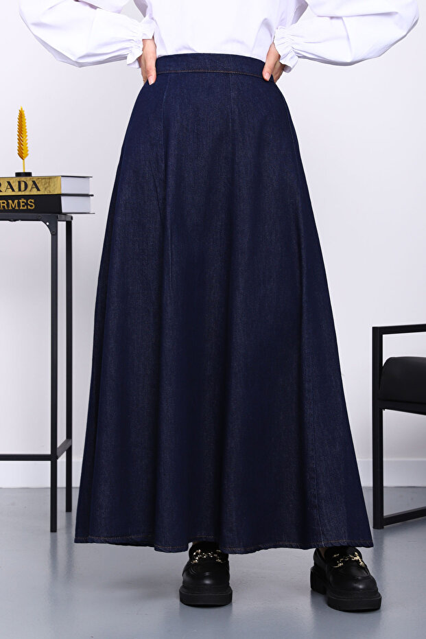 Navy Blue Elastic Waist Jogger Skirt