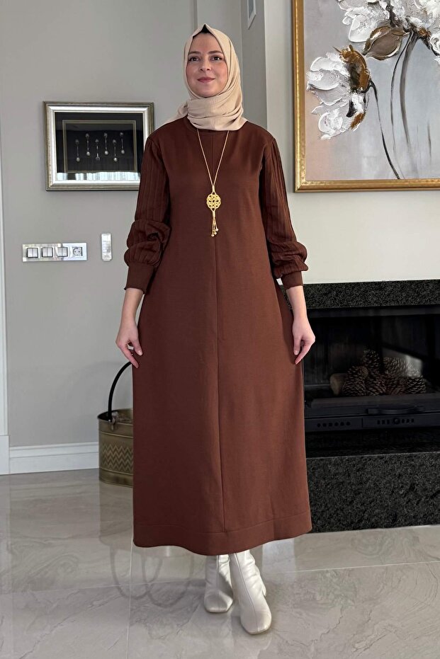 Φόρεμα Ecem Triko καφέ - 5