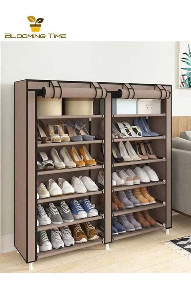 BLOOMING TIME Double-row Six-layer Moisture-proof Shoe Rack Non-woven Fabric Simple Shoe Rack Dust-