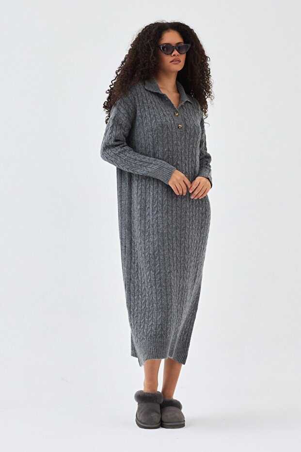 Lalezar Triko Elbise Gri - 2