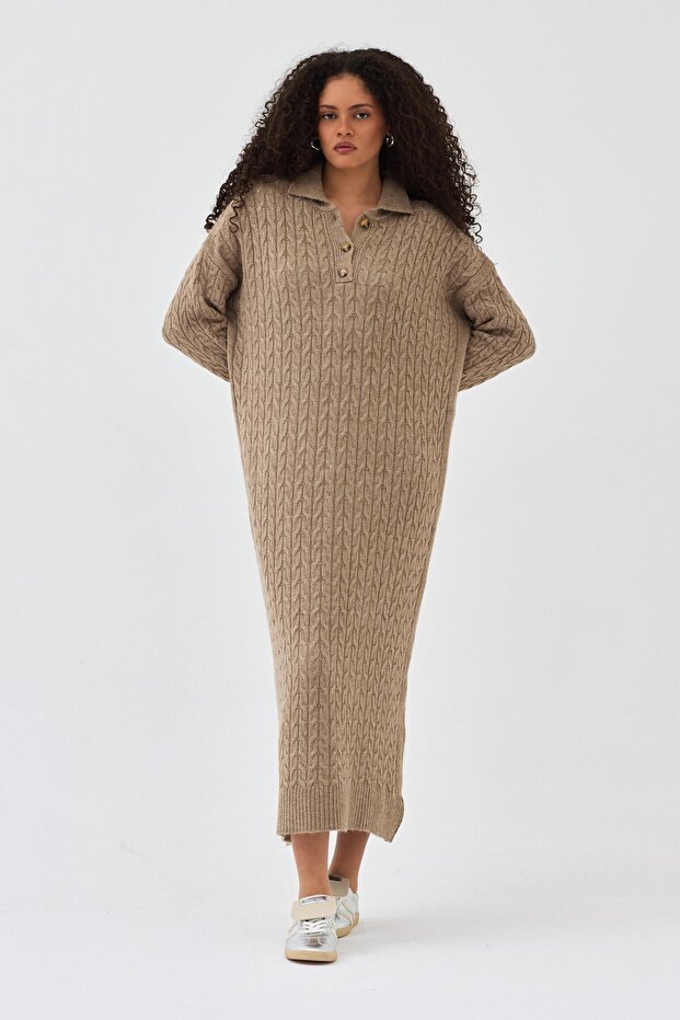 Lalezar Triko Elbise Vizon - 8