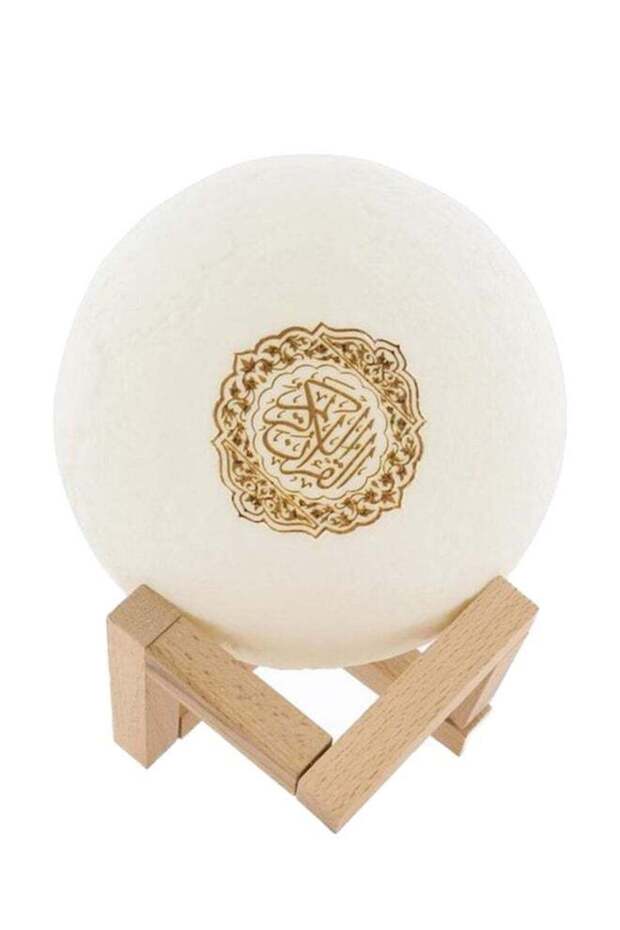 SUNDUS Moon Lamp Quran Speaker 6.69 x6.1 x 6.22 inch warm lighting White/Brown