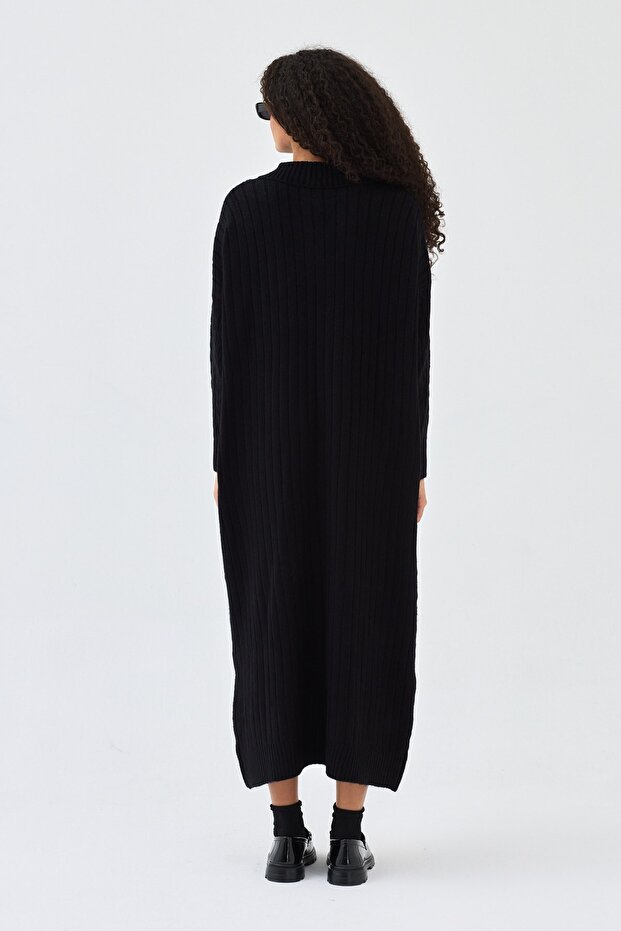 Lalezar Triko Elbise Siyah - 7