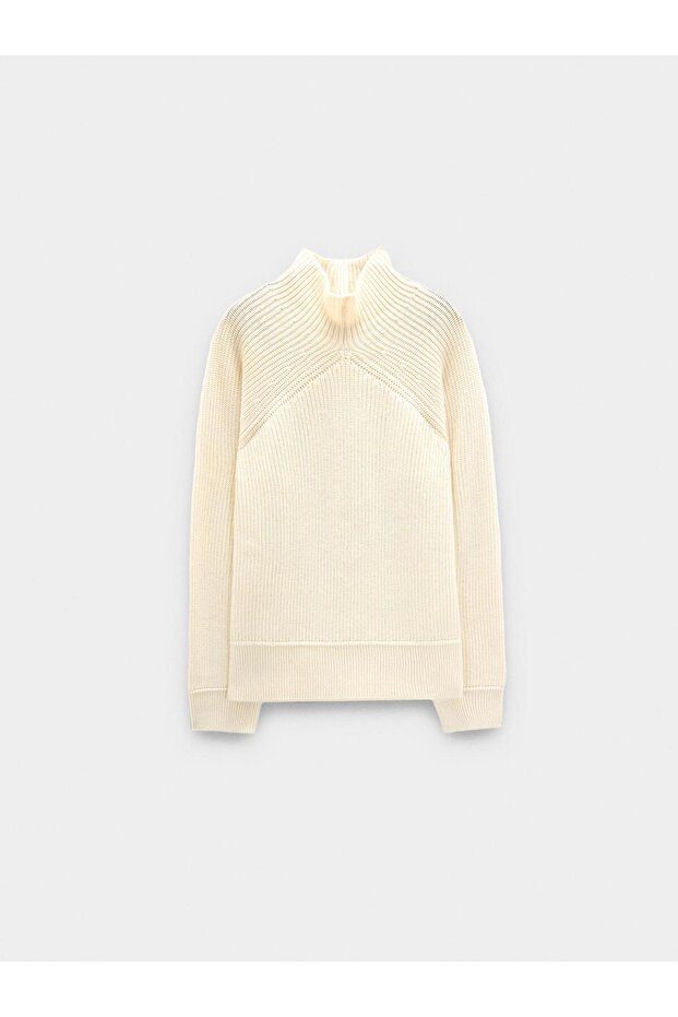 Yüksek Yakalı Örme Kazak - 5