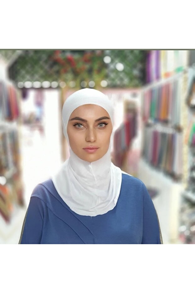 حجاب عملي مع ياقة للرقبة، حجاب نينجا مغطى بالكامل، حجاب مرن من القطن الممشط