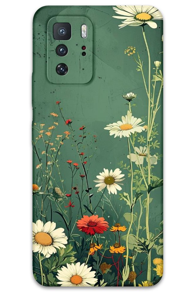 Xiaomi Poco X3 Gt Case Hd Pattern Printed Back Cover - Green Daisy