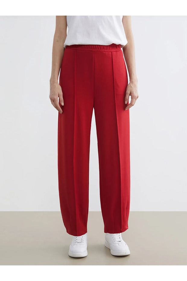Lcwaikiki basic red elastic waist women's pants