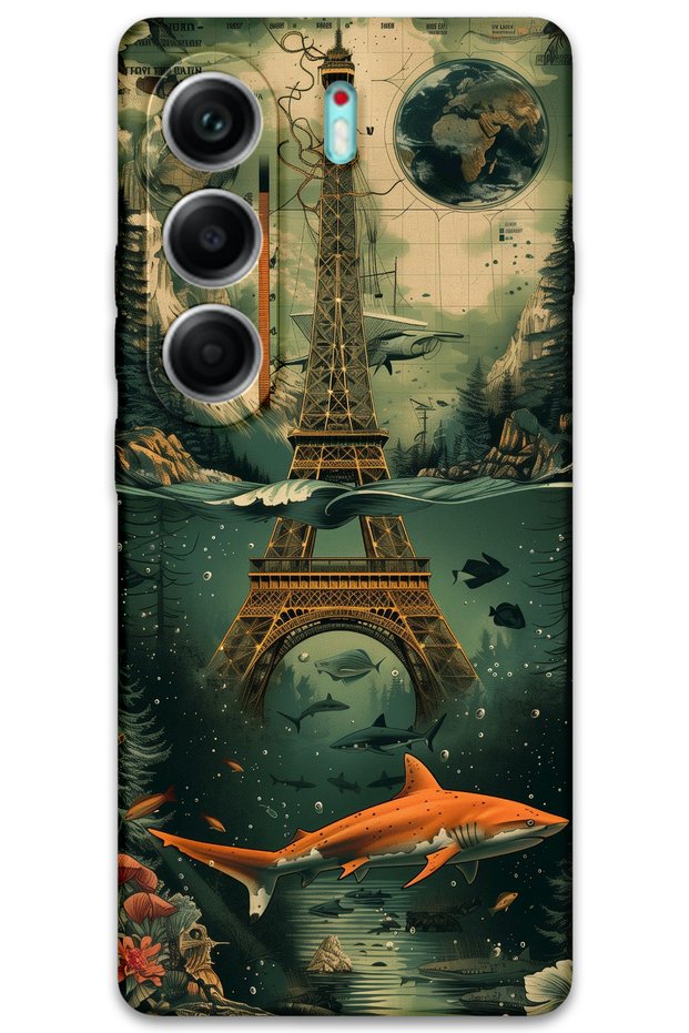 Tecno Camon 40 4g Case Hd Pattern Printed Back Cover - Art Eiffel Tower