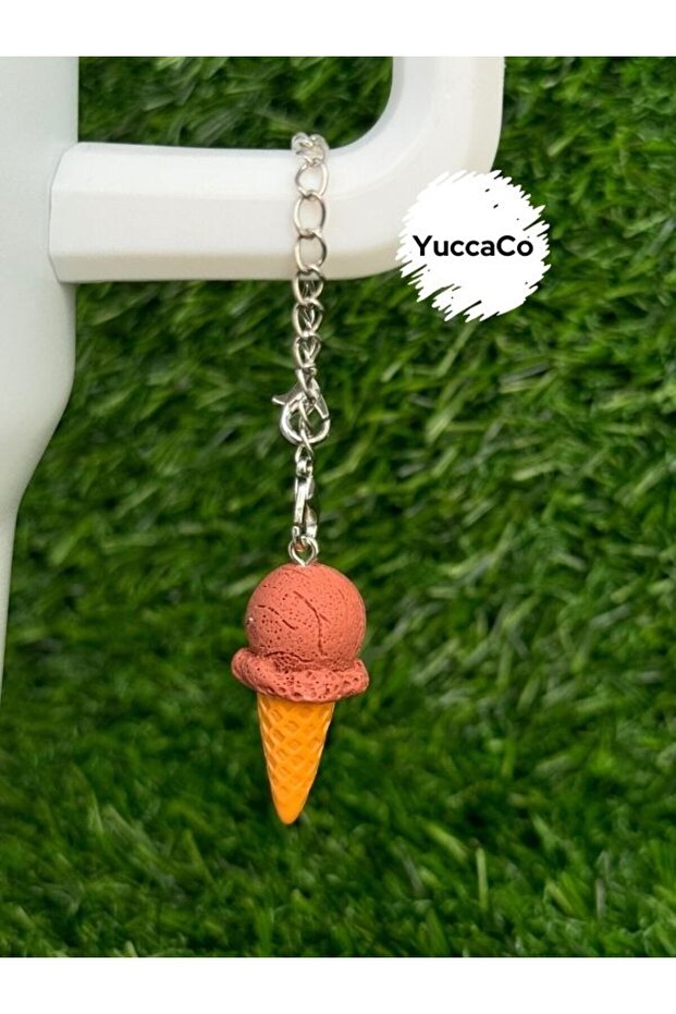 Ice Cream Thermos Ornament/Chocolate Ice Cream Thermos Charm in a Cone/Chocolate Bag Charm with Cone