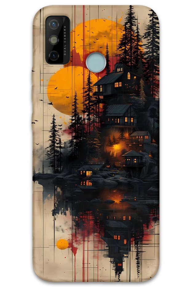 Tecno Spark 6 Go Case Hd Pattern Printed Back Cover - Wooden Houses