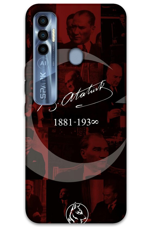 Tecno Spark 7 Pro Case Hd Pattern Printed Back Cover - Ataturk Crescent and Star