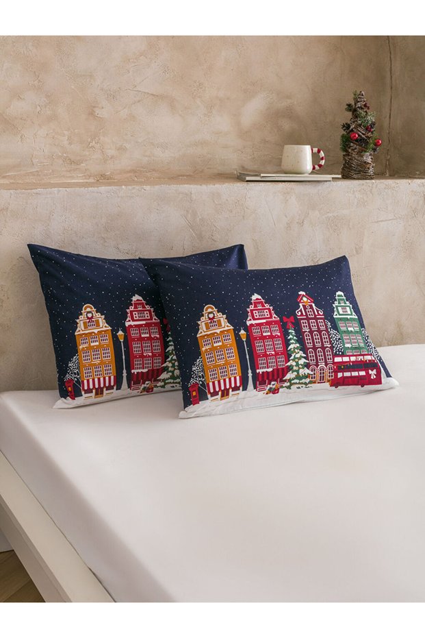 New Year's Themed Cotton Pillowcase from Uzg Store for Style Enthusiasts, Pack of 2, 50X70 cm