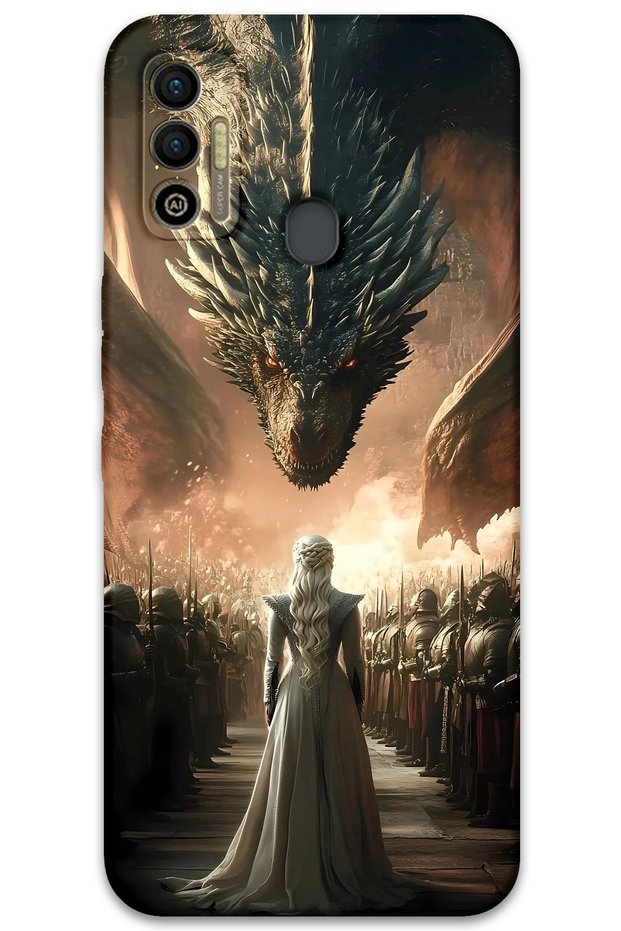 غطاء خلفي متوافق مع هاتف Tecno Spark 7T بنمط HD مطبوع - Dragons