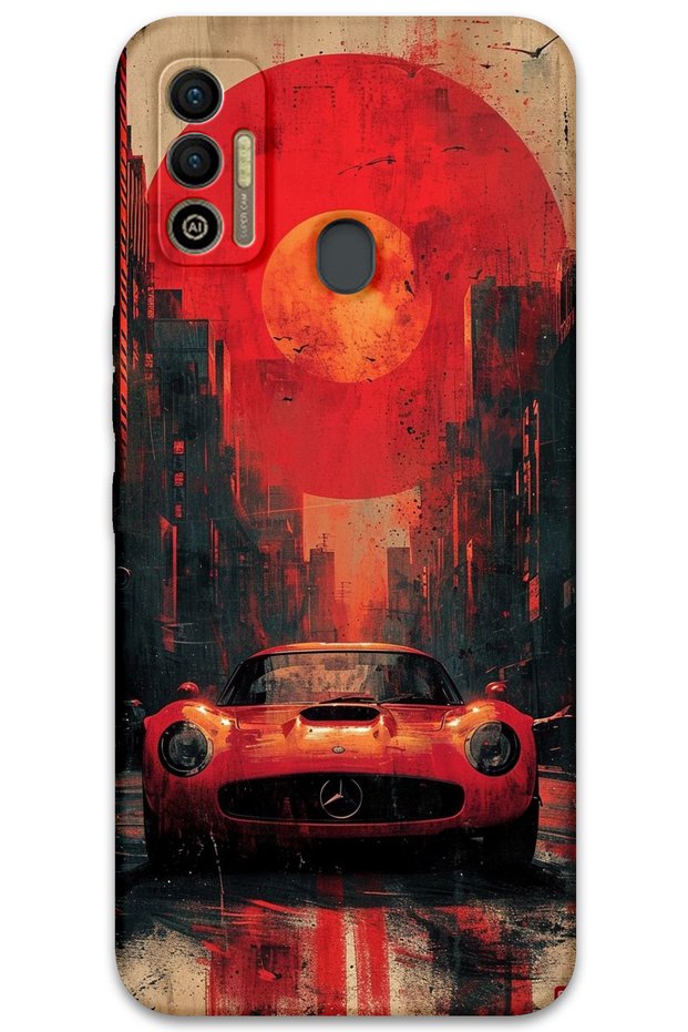 Tecno Spark 7t Case Hd Pattern Printed Back Cover - Red Mercedes