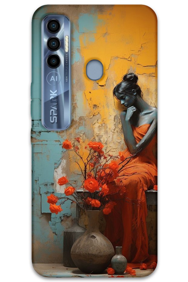 Tecno Spark 7 Pro Case Hd Pattern Printed Back Cover - Lonely Woman