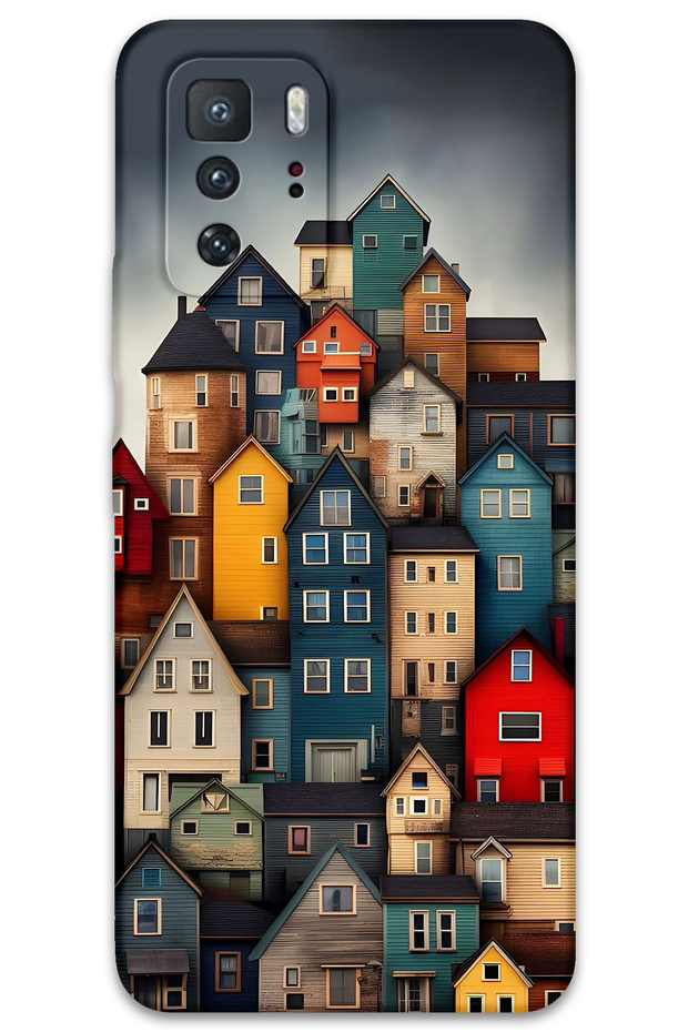 Xiaomi Poco X3 Gt Case Hd Pattern Printed Back Cover - Colorful Houses
