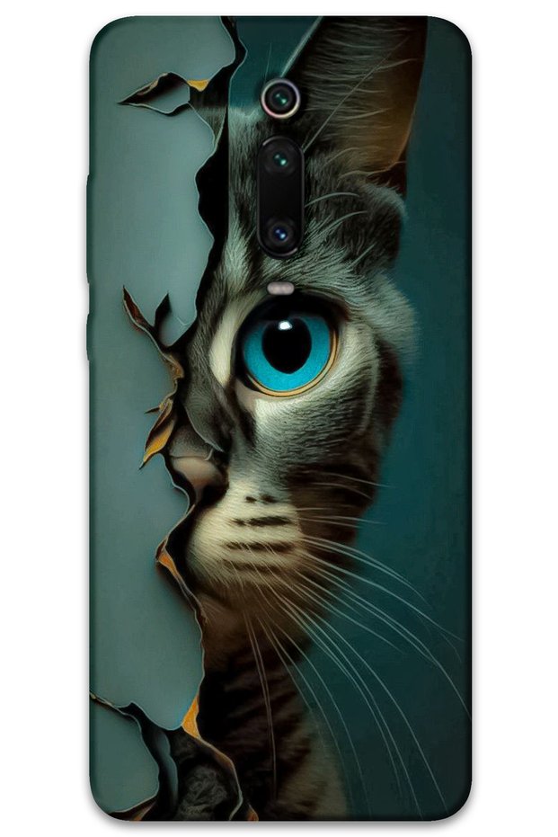 Xiaomi Mi 9t Case Hd Pattern Printed Back Cover - Blue Cat